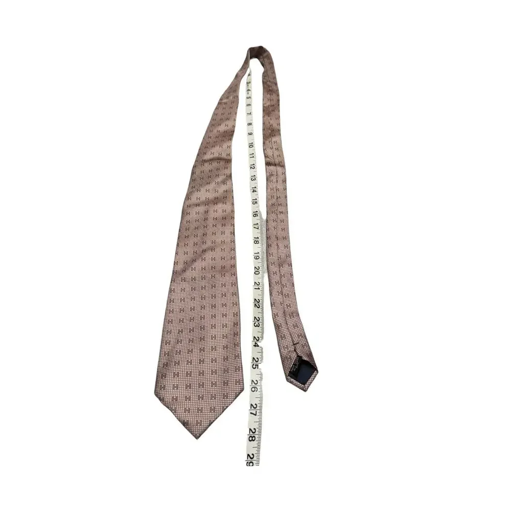 Bijoux Terner Genuine Silk Handmade Tie Mauve Taupe Geometric - Picture 6 of 7